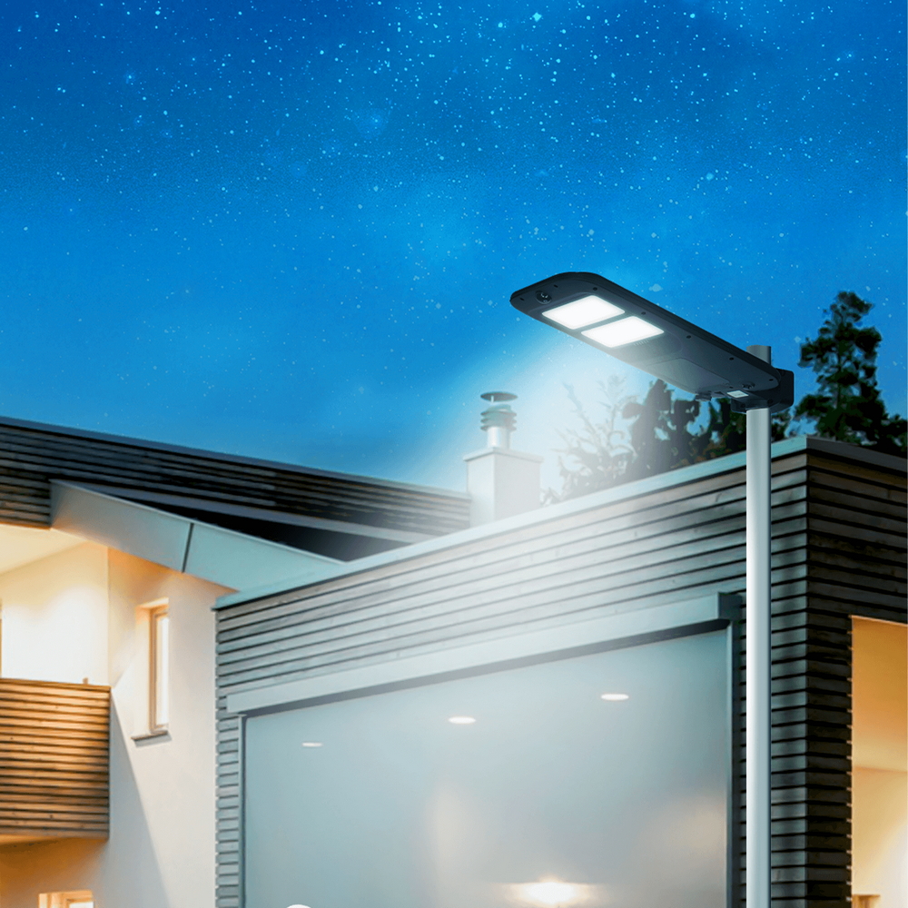 Lampione stradale Led 180W Nero con pannello solare IP65 Bianco freddo 6500K con sensore crepuscolare e di movimento Aigostar - Foto 5