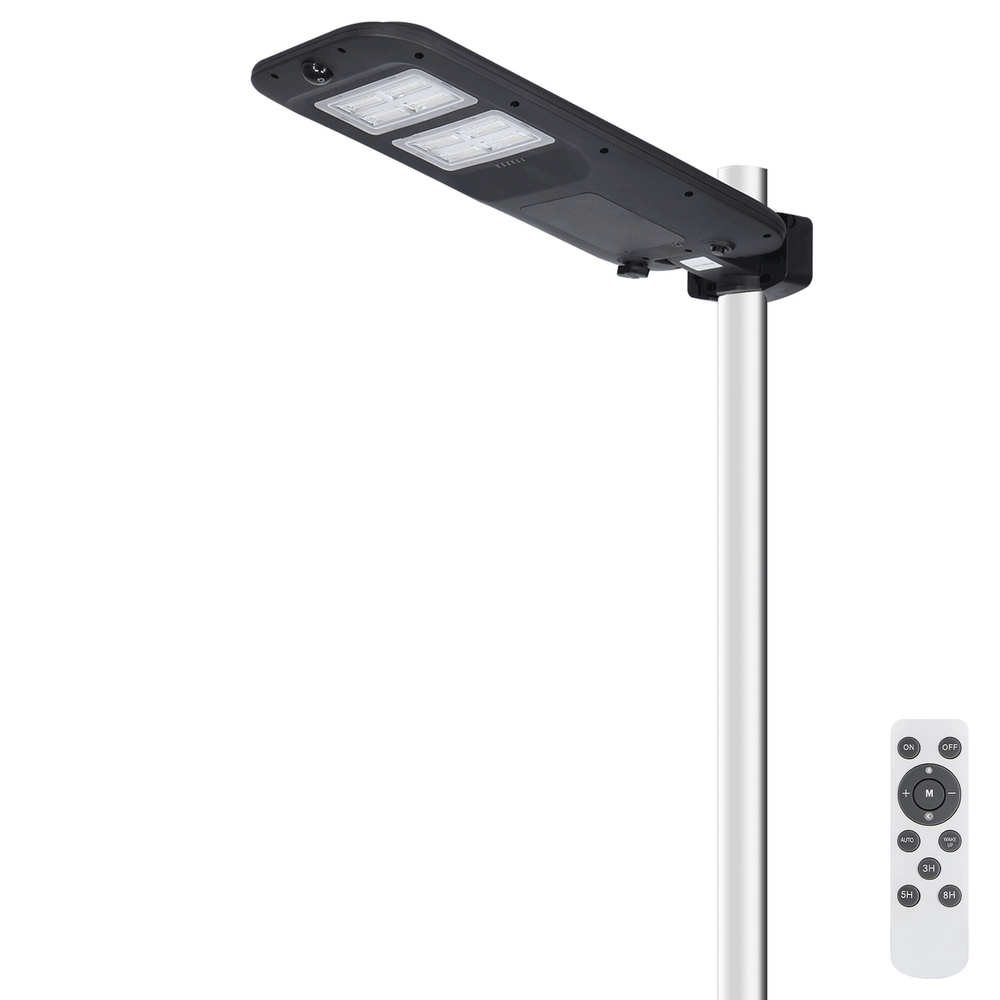 Foto principale Lampione stradale Led 180W Nero con pannello solare IP65 Bianco freddo 6500K con sensore crepuscolare e di movimento Aigostar