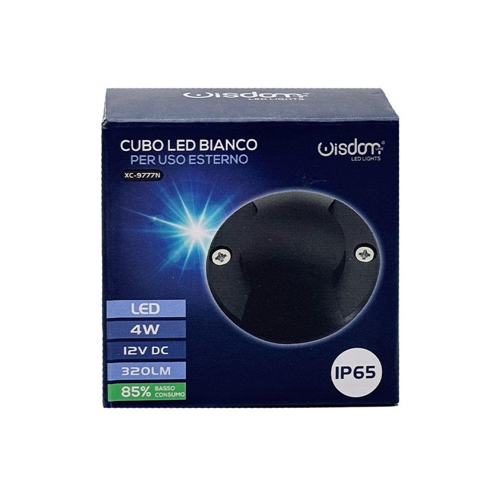 Segnapasso calpestabile Led 12V 4W a superfice Rotondo Doppia emissione Nero IP65 Bianco neutro 4000K Wisdom - Foto 4