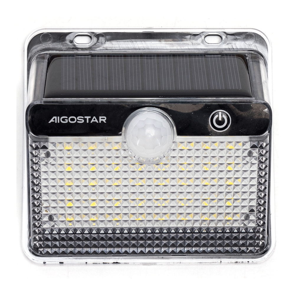 Applique Led 20W Nero con pannello solare IP65 Bianco freddo 6500K con sensore crepuscolare e di movimento Aigostar - Foto 1