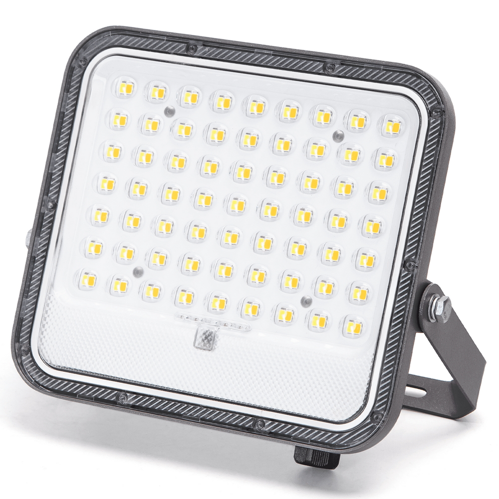 Faro Led 100W Grigio con pannello solare IP66 CCT temperatura colore regolabile Dimmerabile con telecomando e con sensore crepuscolare Aigostar - Foto 1