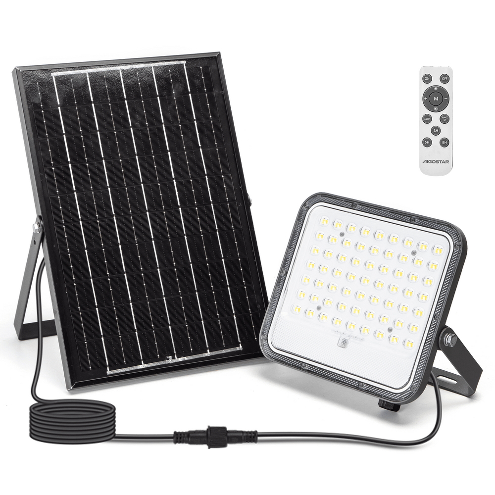 Foto principale Faro Led 100W Grigio con pannello solare IP66 CCT temperatura colore regolabile Dimmerabile con telecomando e con sensore crepuscolare Aigostar