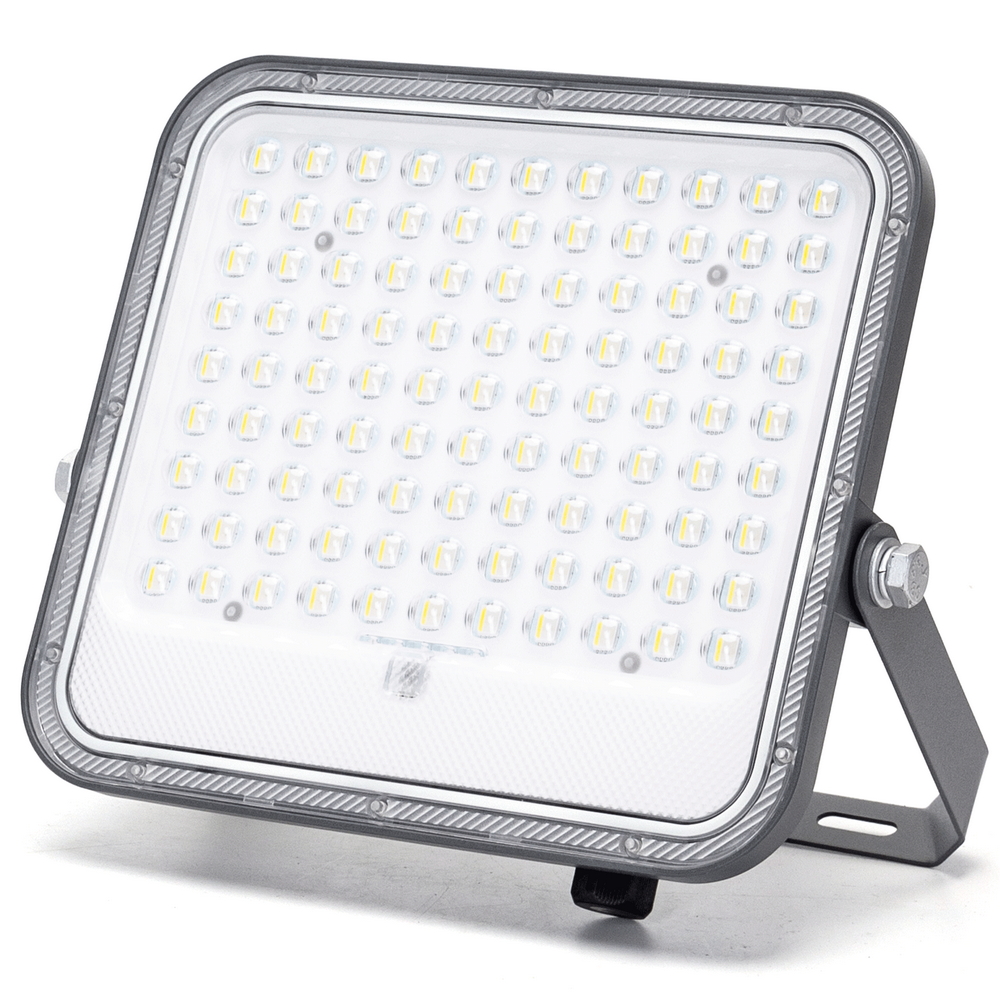 Faro Led 150W Grigio con pannello solare IP66 RGB + Bianco freddo 6500K Dimmerabile con telecomando e con sensore crepuscolare Aigostar - Foto 1