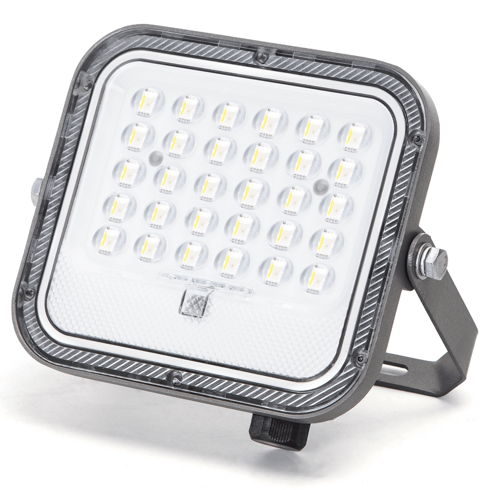 Faro Led 50W Grigio con pannello solare IP66 RGB + Bianco freddo 6500K Dimmerabile con telecomando e sensore crepuscolare Aigostar - Foto 1