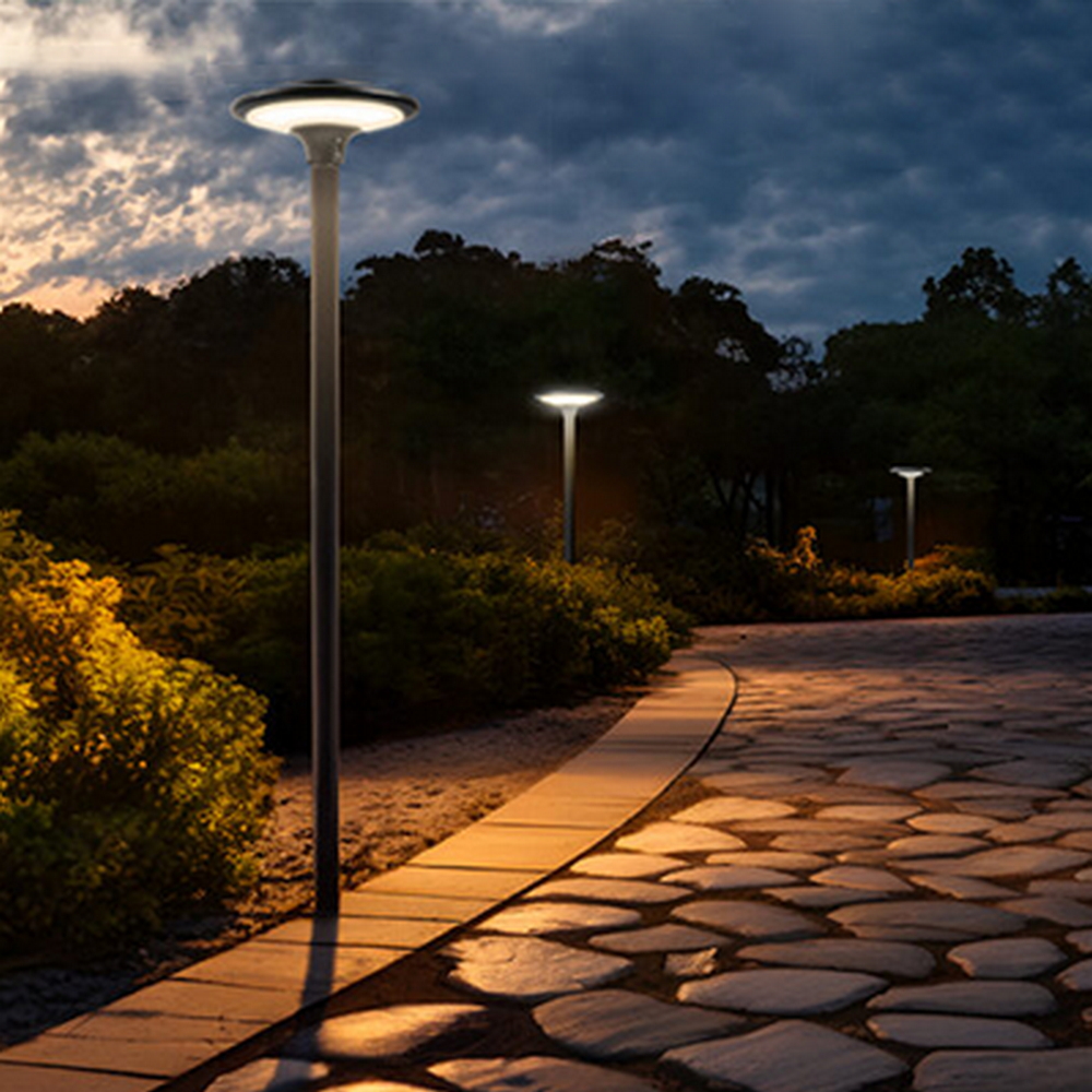 Lampione Led Testa palo da giardino 20W Nero con pannello solare IP65 CCT Temperatura colore regolabile 3000K-4000K Lumix Space - Foto 2