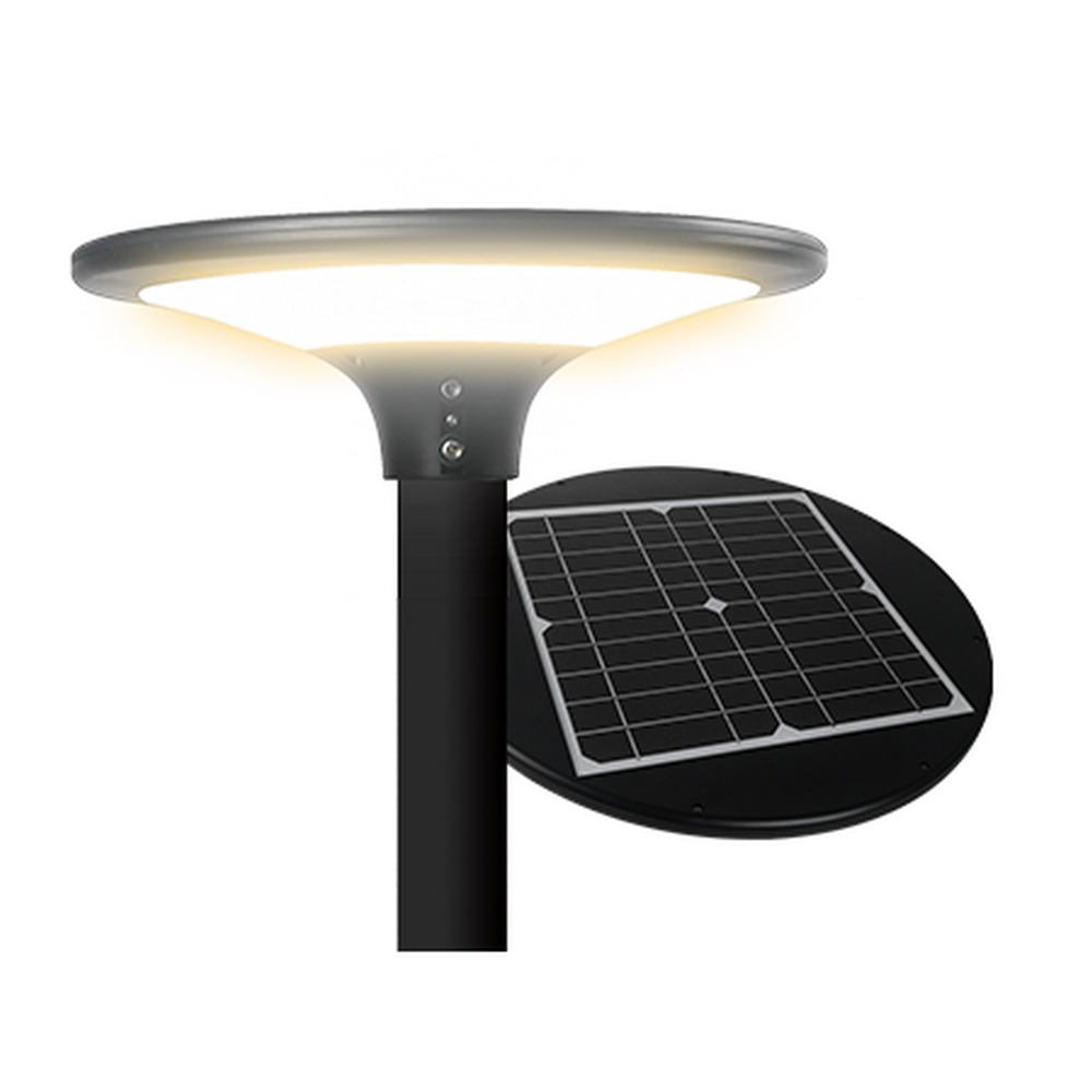 Foto principale Lampione Led Testa palo da giardino 20W Nero con pannello solare IP65 CCT Temperatura colore regolabile 3000K-4000K Lumix Space