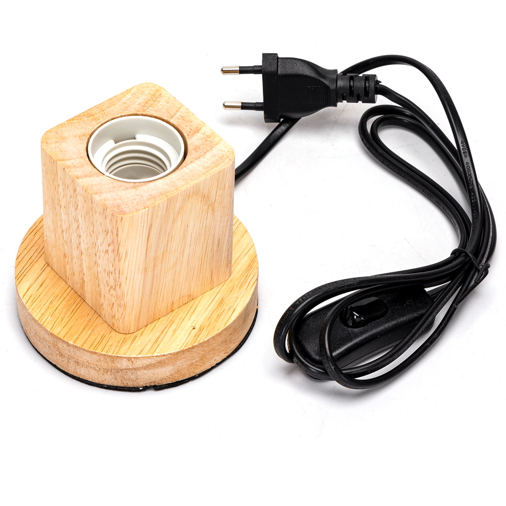 Portalampada da tavolo Cubo con base in legno E27 100×90 mm Aigostar - Foto 1