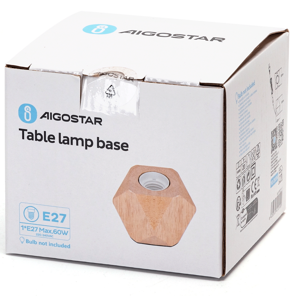 Portalampada da tavolo Rombo in legno E27 80×80 mm Aigostar - Foto 5