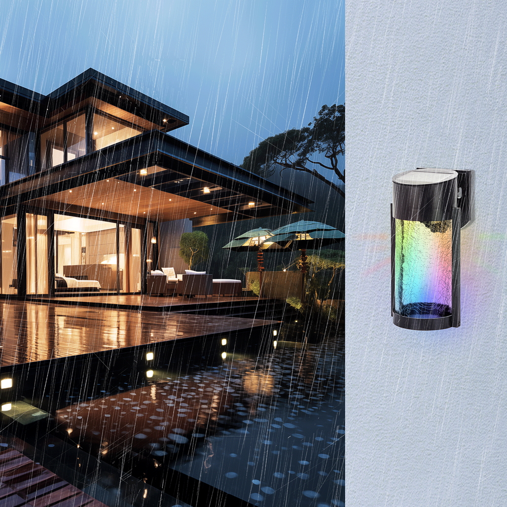 Applique Led 2W Nero con pannello solare IP65 RGB con sensore crepuscolare Aigostar - Foto 3