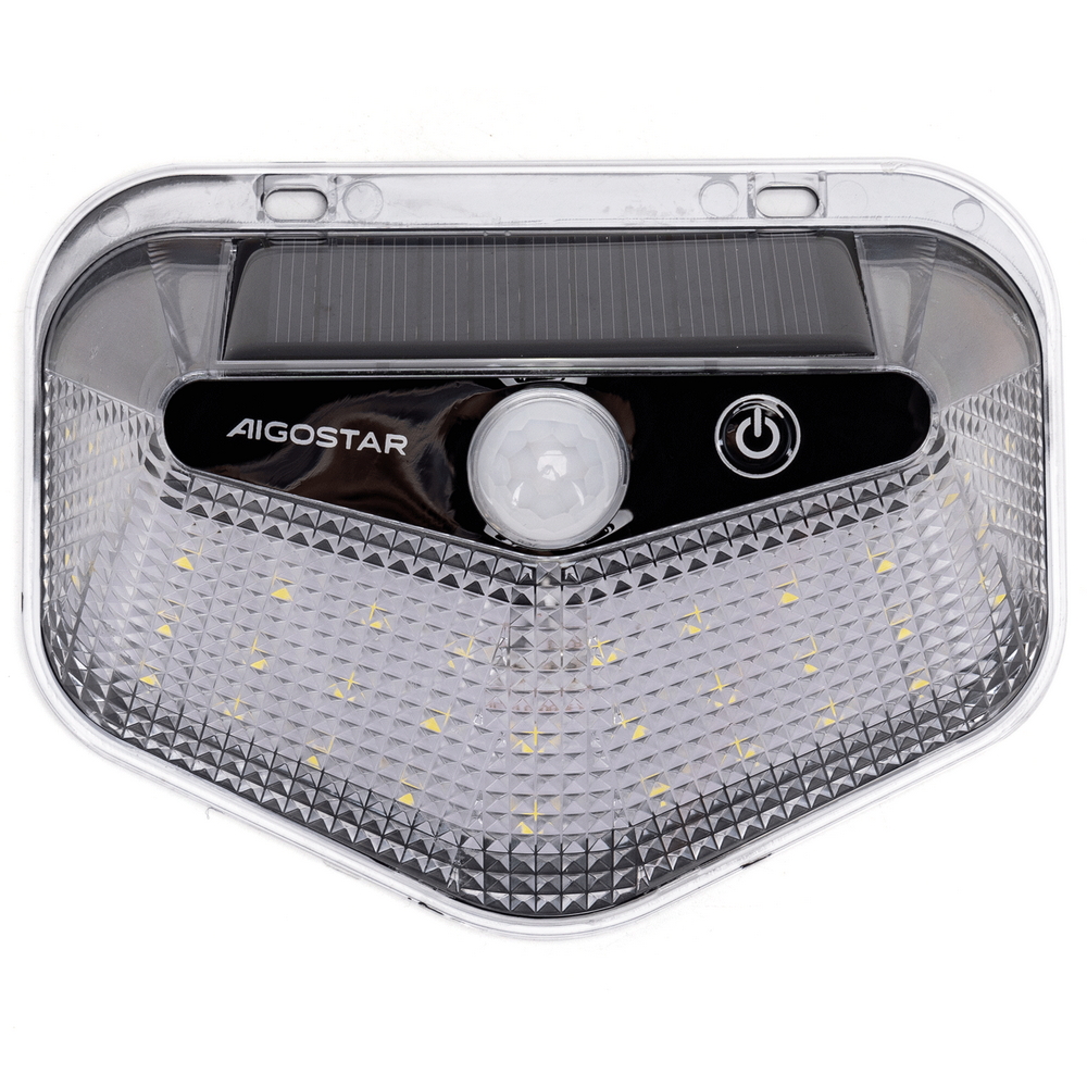 Applique Led multiangolo 20W Nero con pannello solare IP65 Bianco freddo 6500K con sensore crepuscolare e di movimento Aigostar - Foto 1