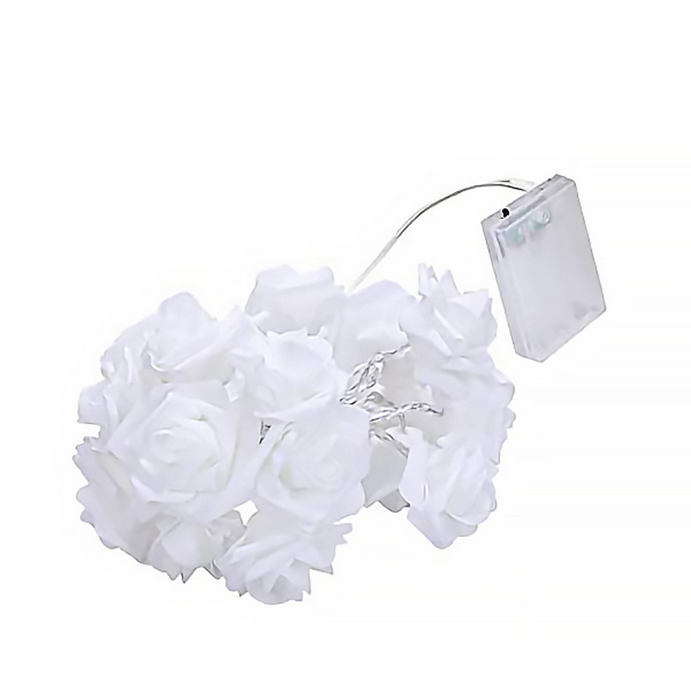 Catena decorata con 10 Rose luminose a Led Bianco Caldo fisso e intermittente 1 metro a batteria Wisdom - Foto 1