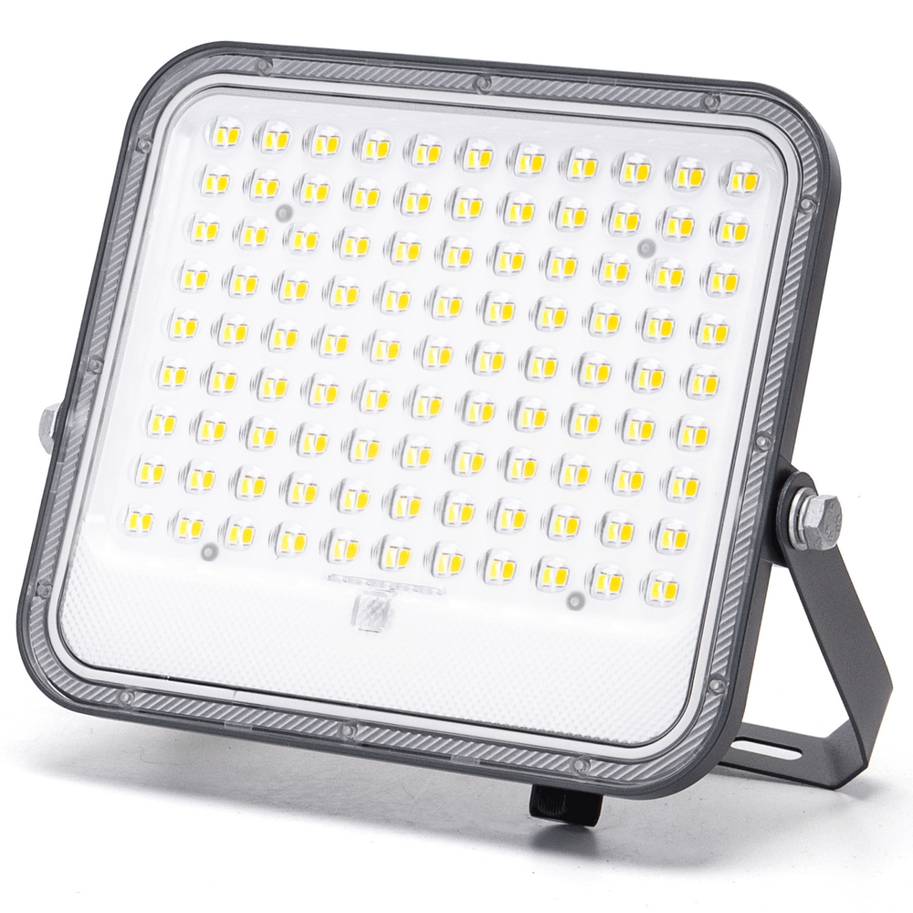Faro Led 150W Grigio con pannello solare IP66 CCT temperatura colore regolabile Dimmerabile con telecomando e con sensore crepuscolare Aigostar - Foto 1
