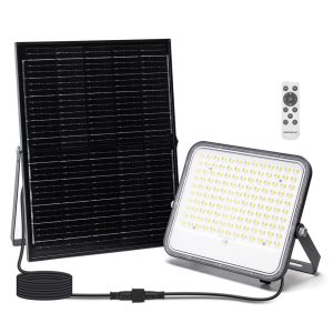 Foto principale Faro Led 200W Grigio con pannello solare IP66 CCT temperatura colore regolabile Dimmerabile con telecomando e con sensore crepuscolare Aigostar