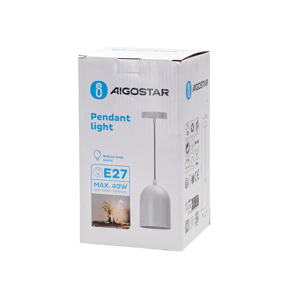 Lampadario da soffitto Beaker Bianco 1 x E27 Aigostar - Foto 3