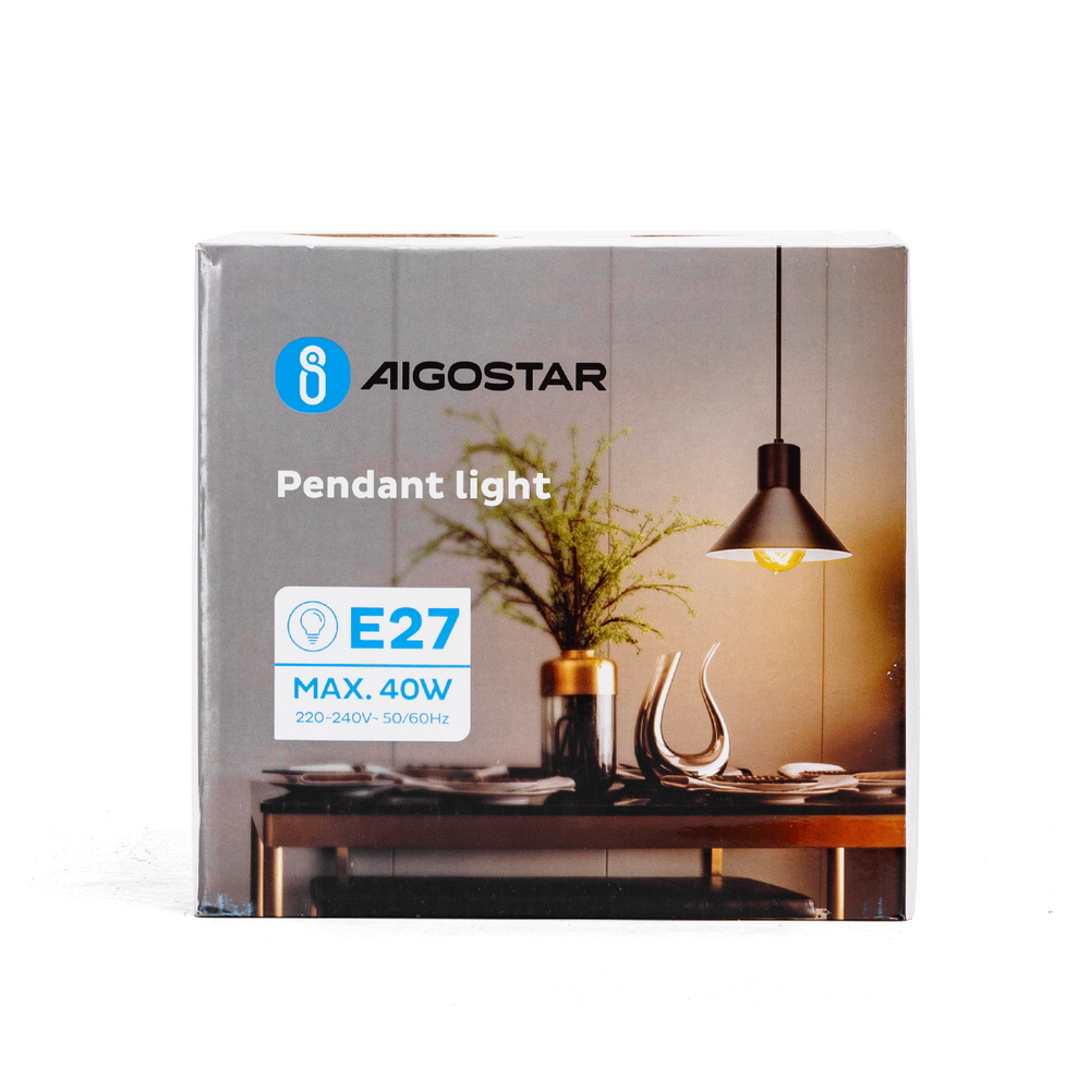 Lampadario da soffitto Cone Nero opaco 1 x E27 Aigostar - Foto 5