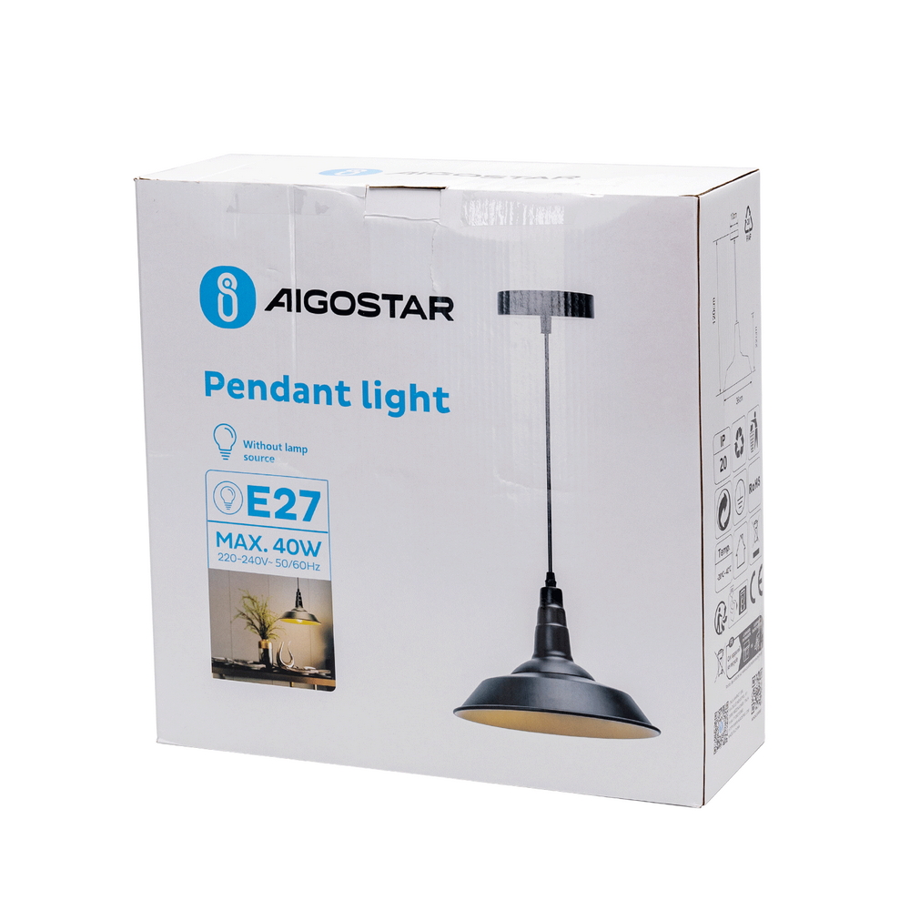 Lampadario da soffitto Dish Nero opaco 1 x E27 Aigostar - Foto 4