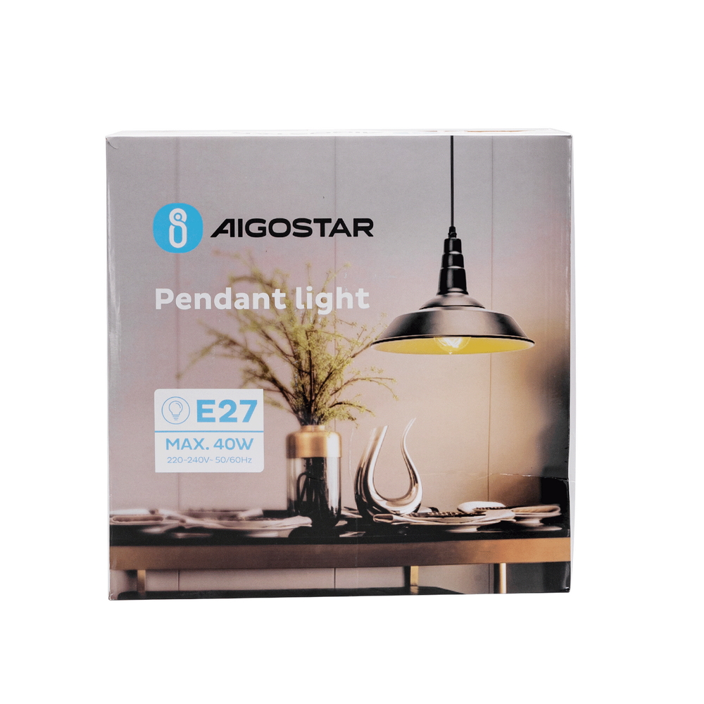Lampadario da soffitto Dish Nero opaco 1 x E27 Aigostar - Foto 5
