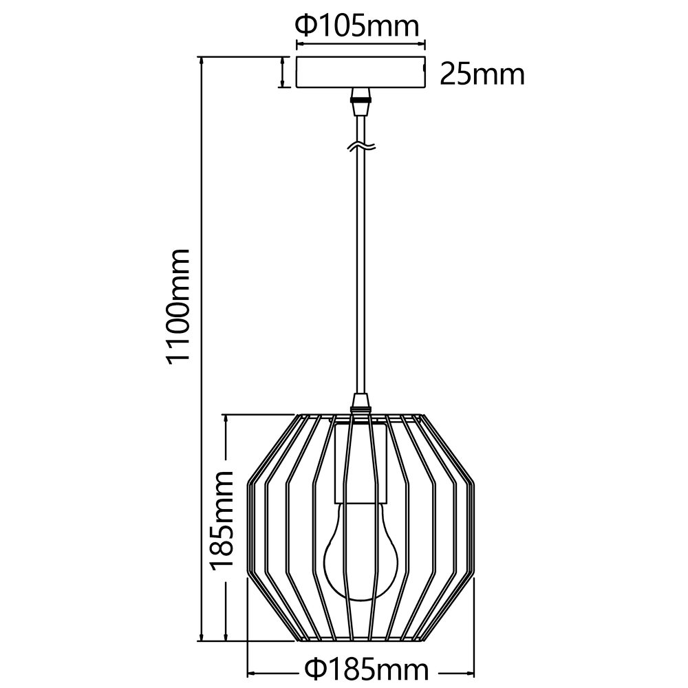 Lampadario da soffitto Exagon Nero opaco 1 x E27 Aigostar - Foto 5