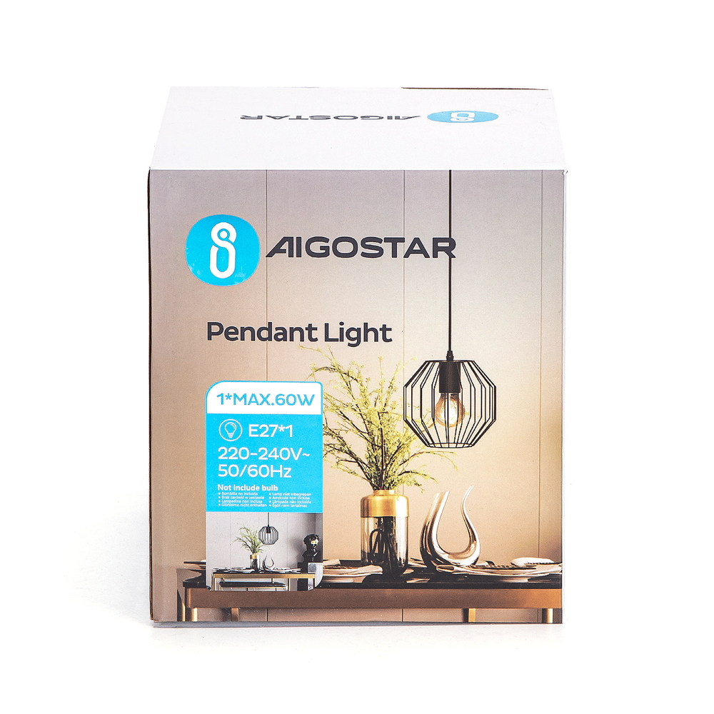 Lampadario da soffitto Exagon Nero opaco 1 x E27 Aigostar - Foto 7