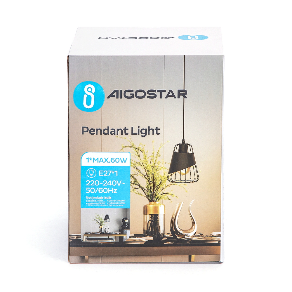 Lampadario da soffitto Fuse Nero opaco 1 x E27 Aigostar - Foto 7