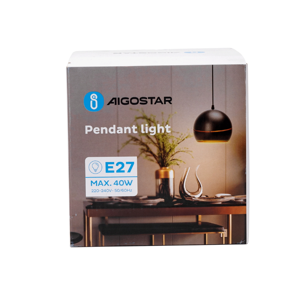 Lampadario da soffitto Helm Nero opaco 1 x E27 Aigostar - Foto 5