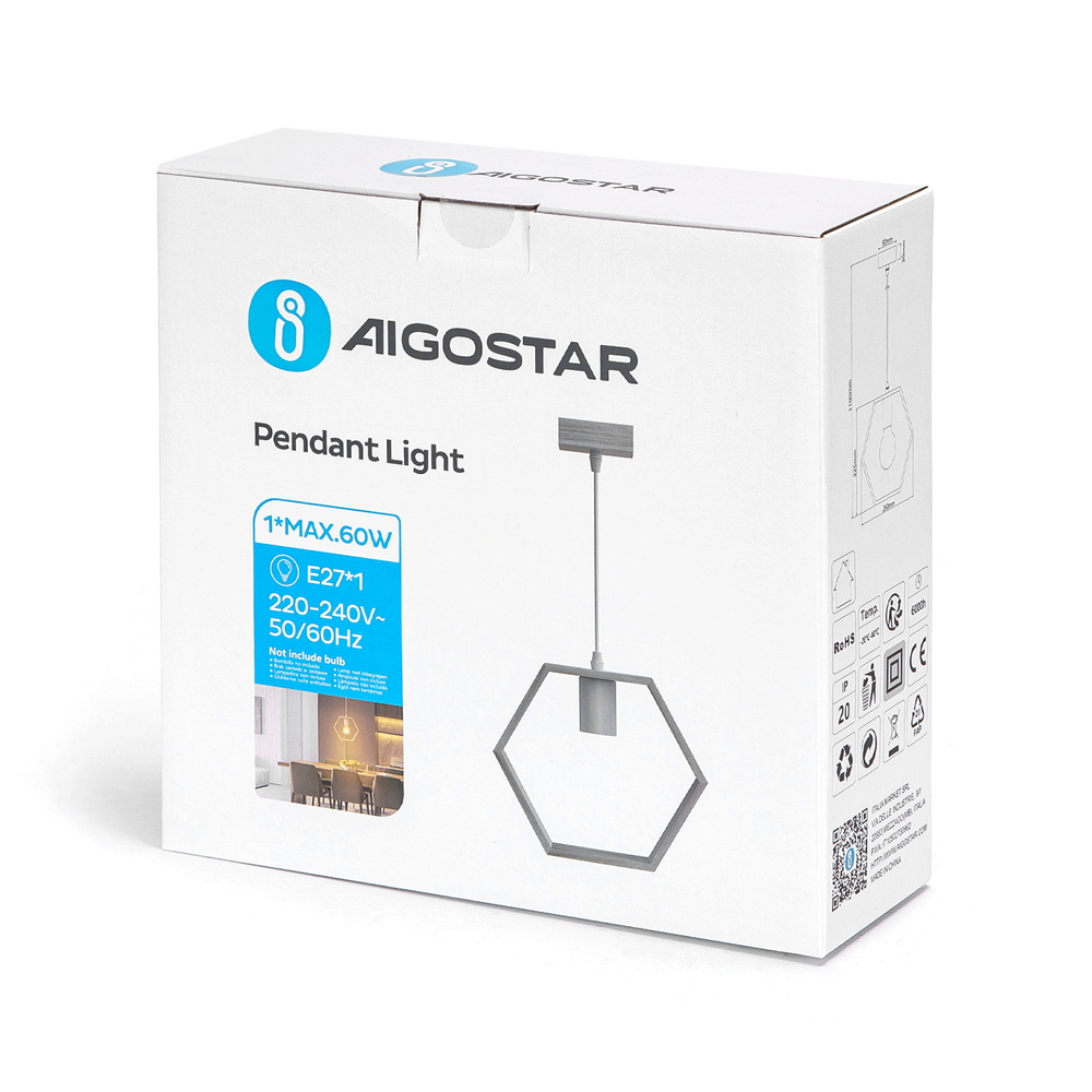 Lampadario da soffitto Hive Marrone in legno 1 x E27 Aigostar - Foto 6