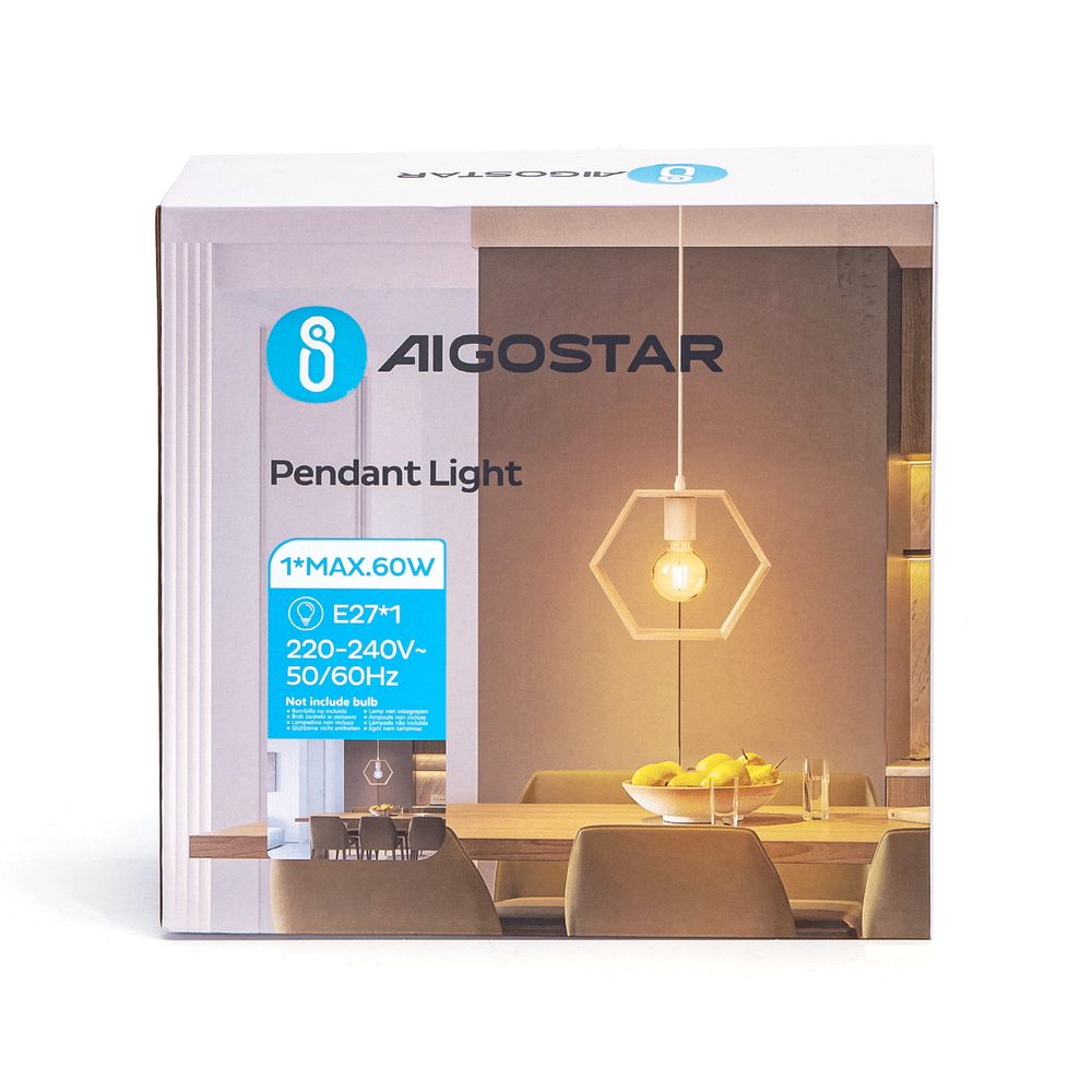 Lampadario da soffitto Hive Marrone in legno 1 x E27 Aigostar - Foto 7