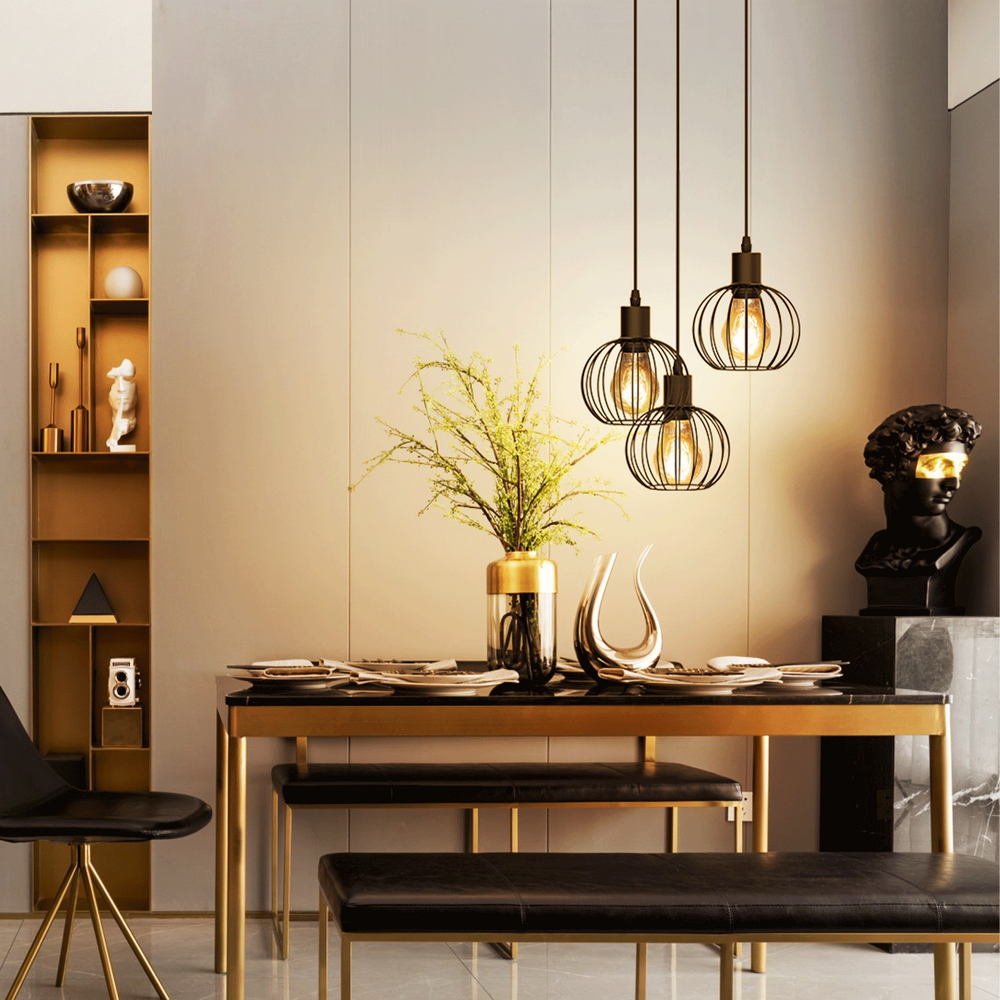 Lampadario da soffitto Trio Nero opaco 3 x E27 Aigostar - Foto 5