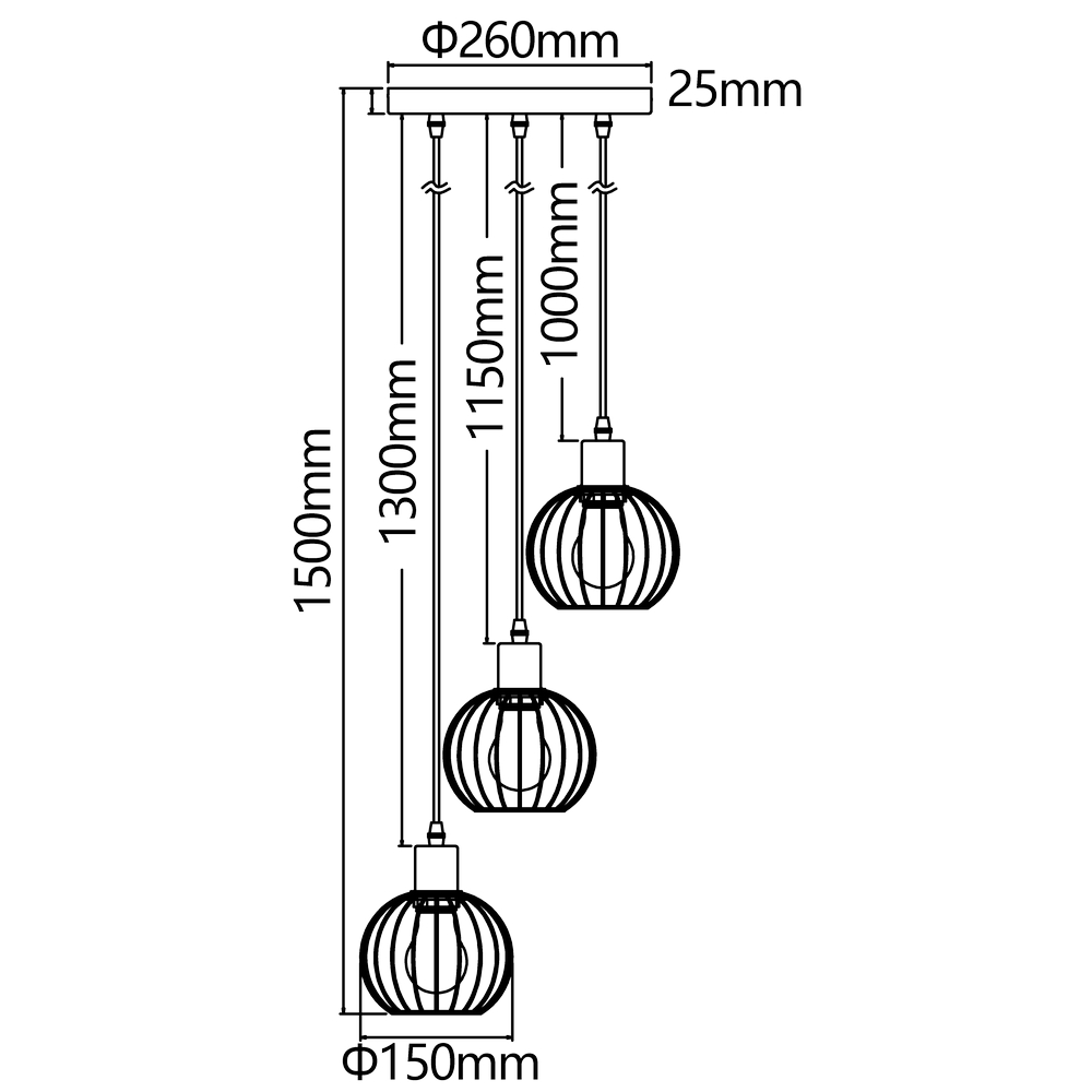 Lampadario da soffitto Trio Nero opaco 3 x E27 Aigostar - Foto 6