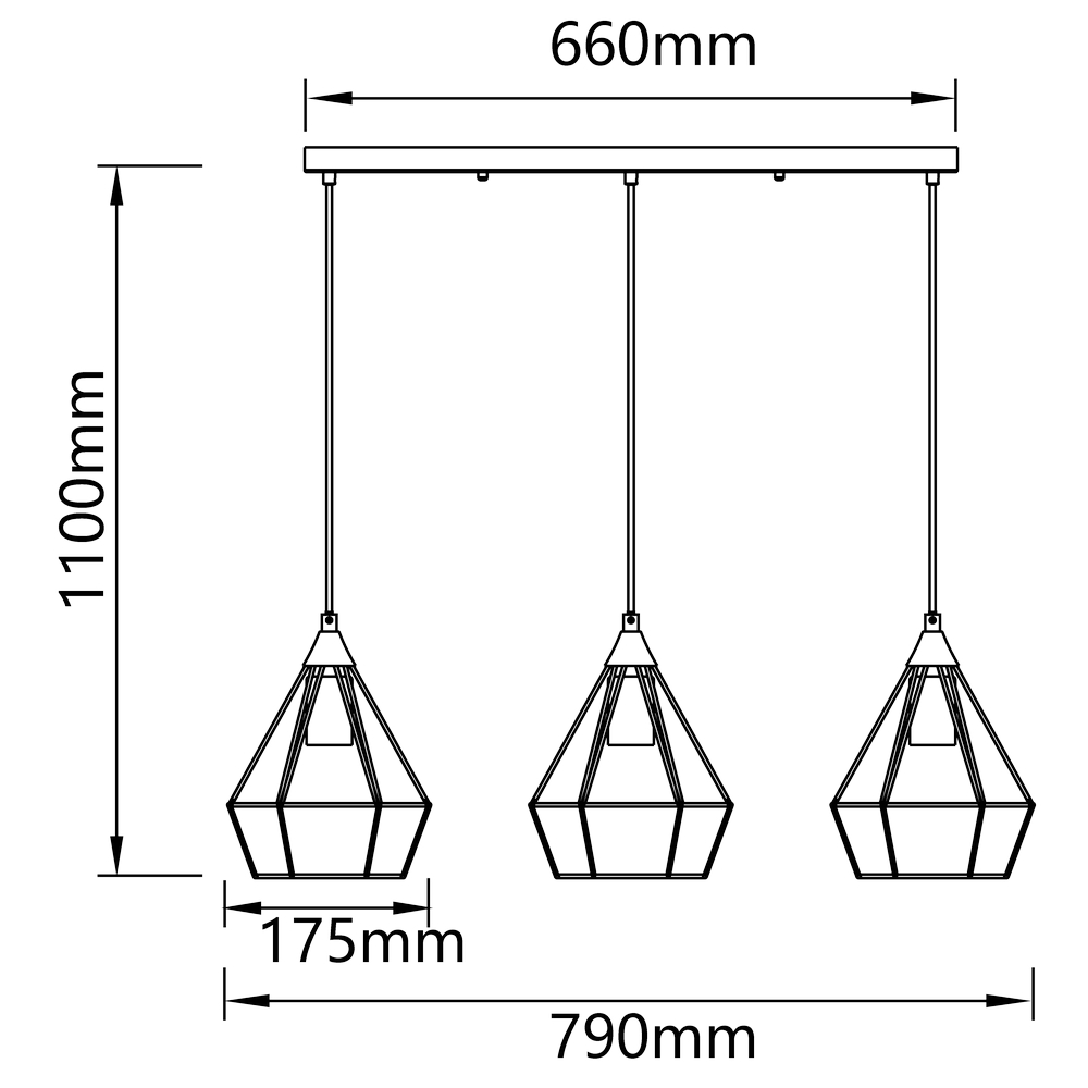 Lampadario da soffitto Triple Nero opaco 3 x E27 Aigostar - Foto 7