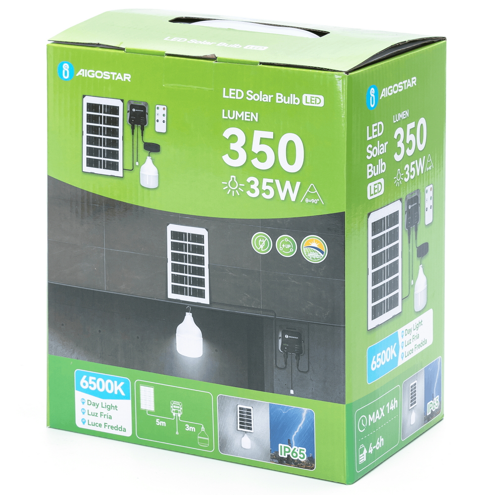 Lampadina Led T100 35W con pannello solare IP65 Bianco freddo 6500K Aigostar - Foto 4