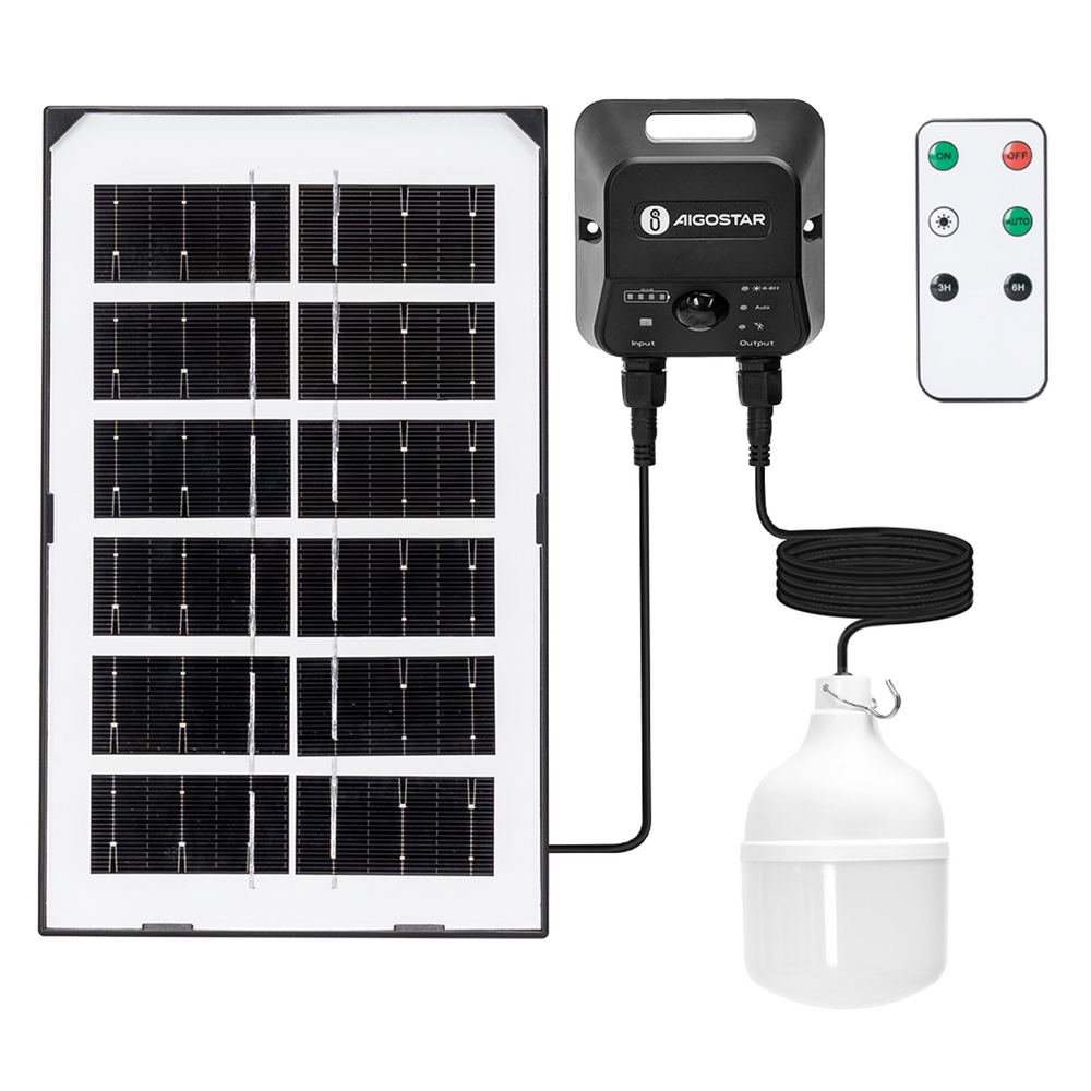 Foto principale Lampadina Led T100 35W con pannello solare IP65 Bianco freddo 6500K con sensore Aigostar