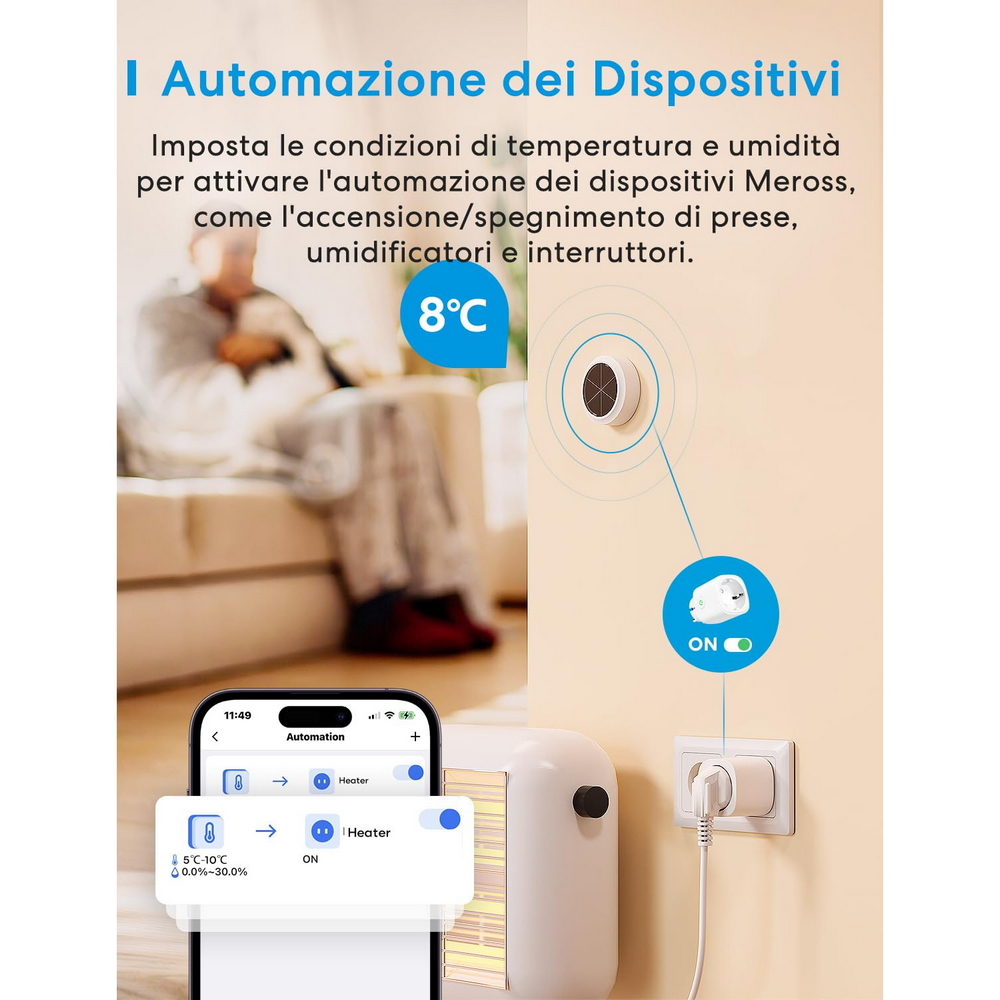 Meross MS100FH Sensore temperatura e umidità Smart RF - Foto 4