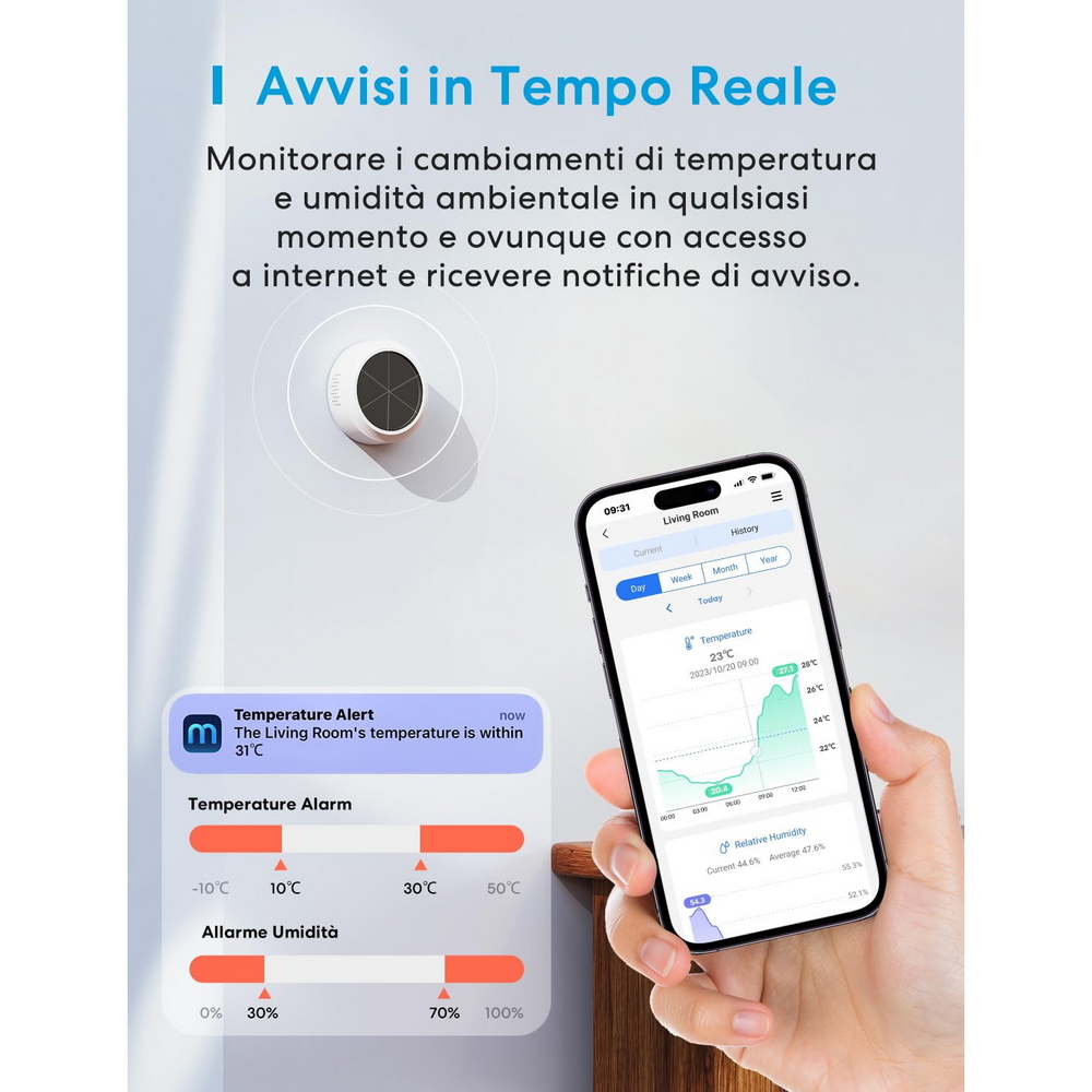 Meross MS100FH Sensore temperatura e umidità Smart RF - Foto 5