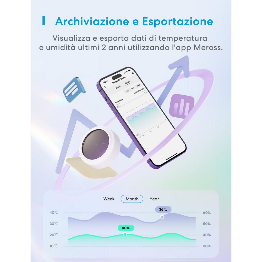 Meross MS100FH Sensore temperatura e umidità Smart RF - Foto 7