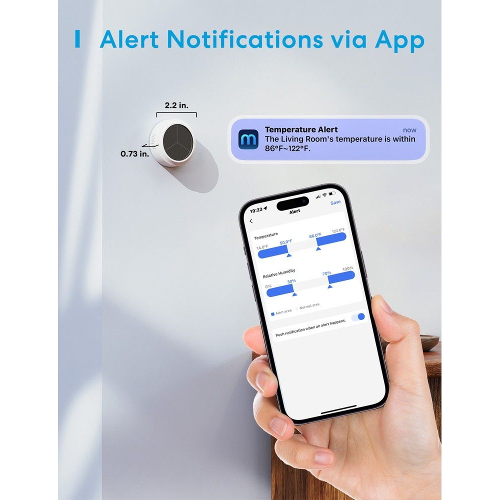 Meross MS100FHHK Sensore temperatura e umidità Smart RF + Hub Smart Stazione base WiFi Homekit - Foto 5