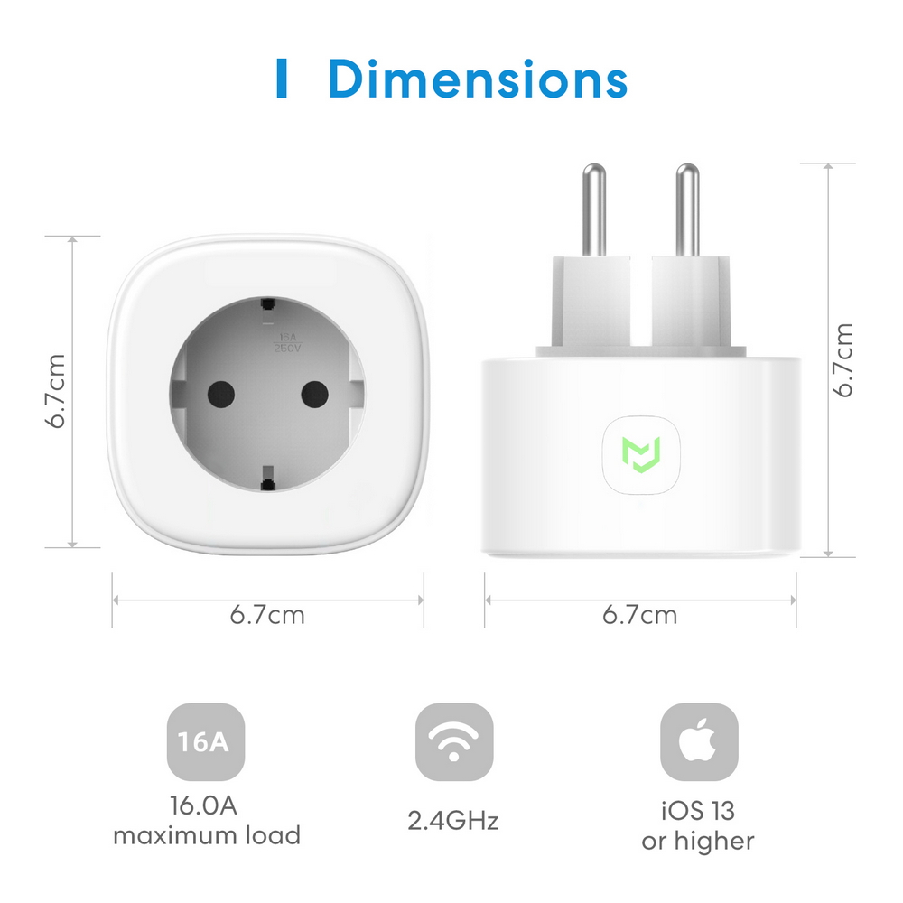 Meross MS210HK Presa Smart 16A Spina schuko WiFi Homekit - Foto 2