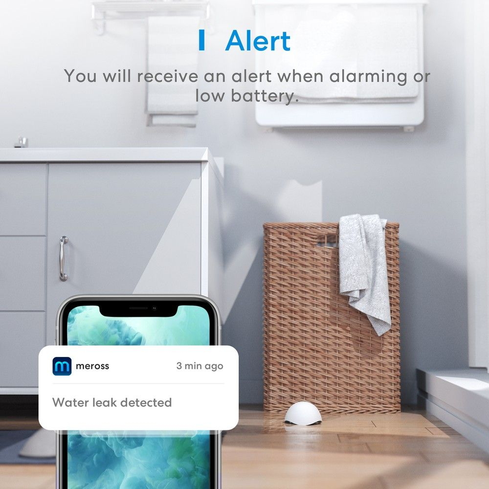 Meross MS400HHK Sensore di allagamento Smart RF + Hub Smart Stazione base WiFi Homekit - Foto 4