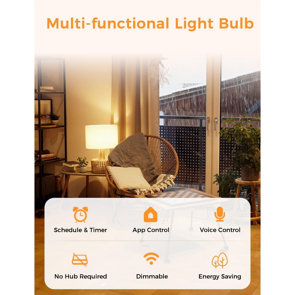 Meross MSL100HK Lampadina Led a Filamento Smart G45 E27 6W Bianco caldo 2700K Dimmerabile WiFi Homekit - Foto 2