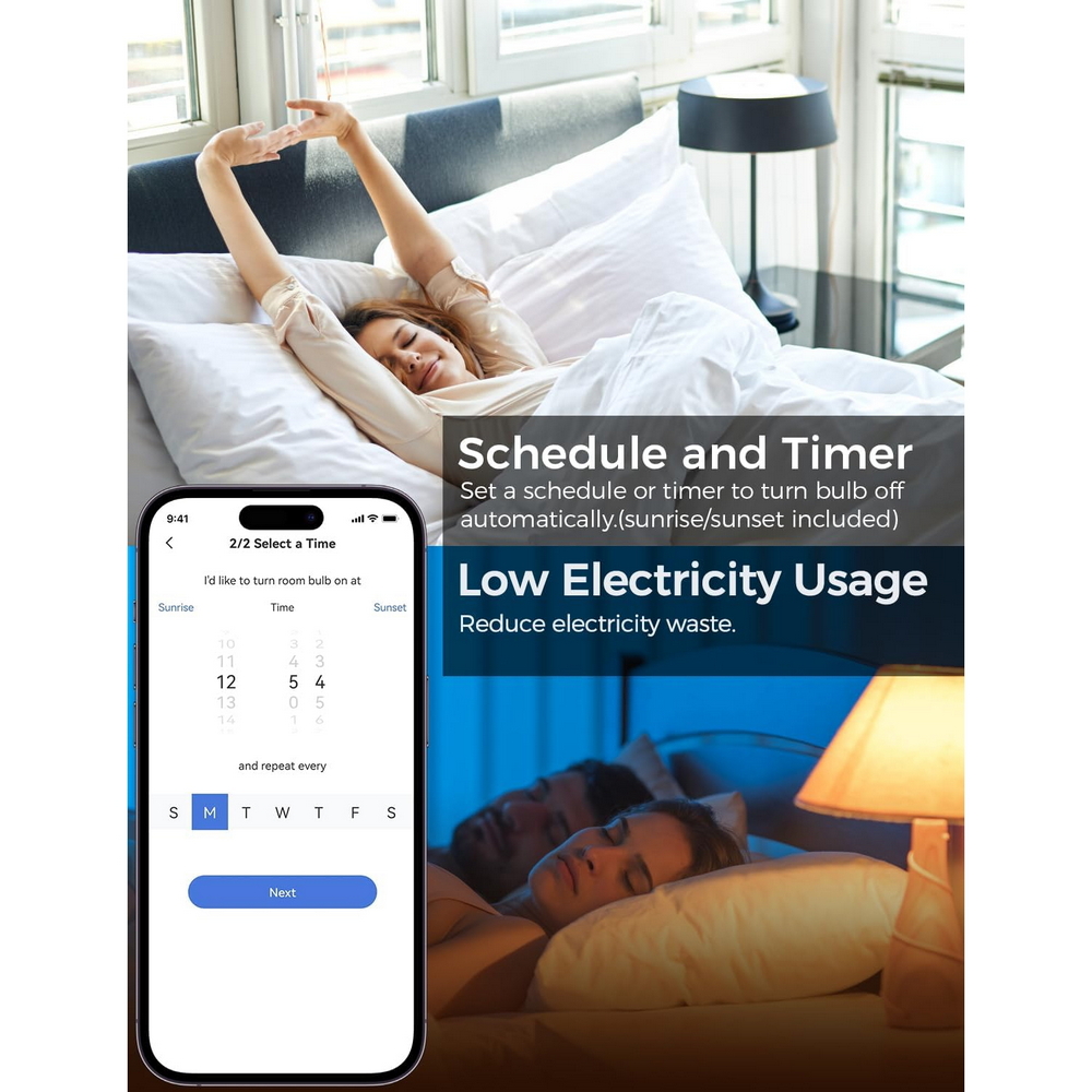 Meross MSL100HK Lampadina Led a Filamento Smart G45 E27 6W Bianco caldo 2700K Dimmerabile WiFi Homekit - Foto 4