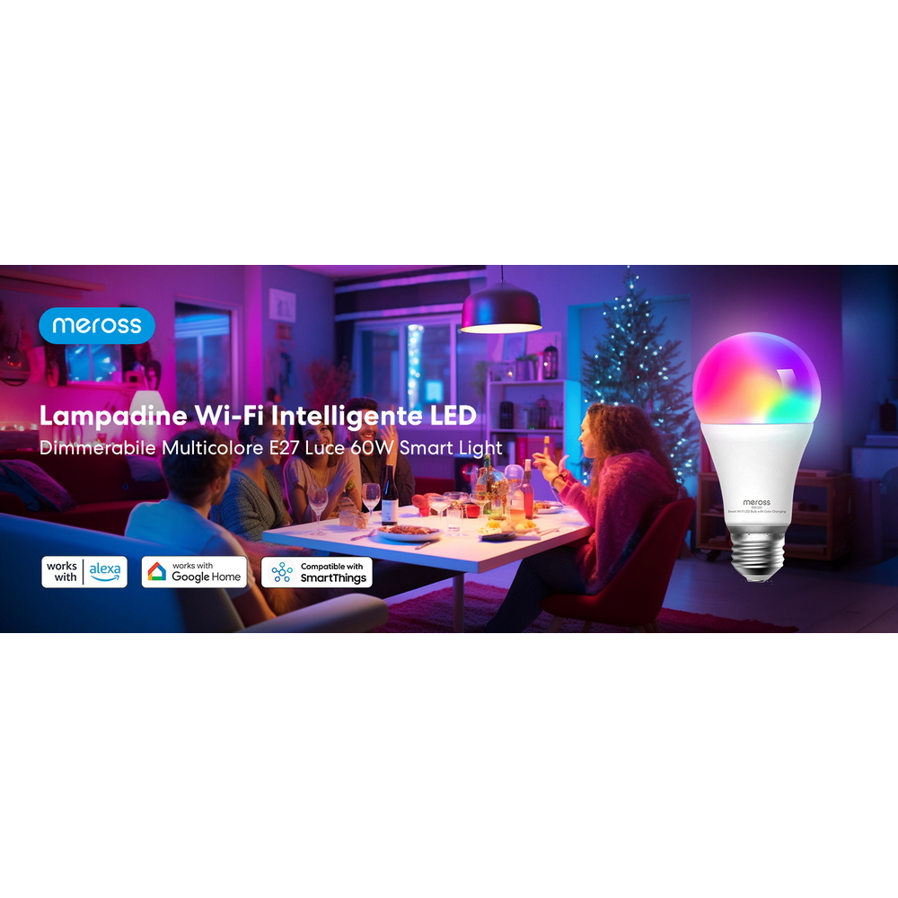 Meross MSL120 Lampadina Led Smart A70 E27 9W RGB + CCT luce regolabile e dimmerabile WiFi - Foto 6