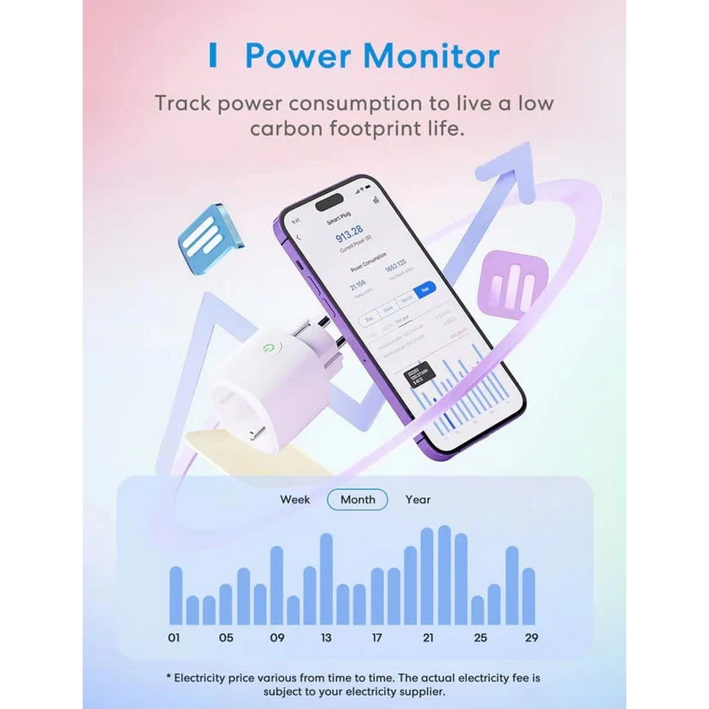 Meross MSS315MA Presa Smart 16A Spina schuko monitoraggio consumi WiFi Matter Homekit - Foto 5