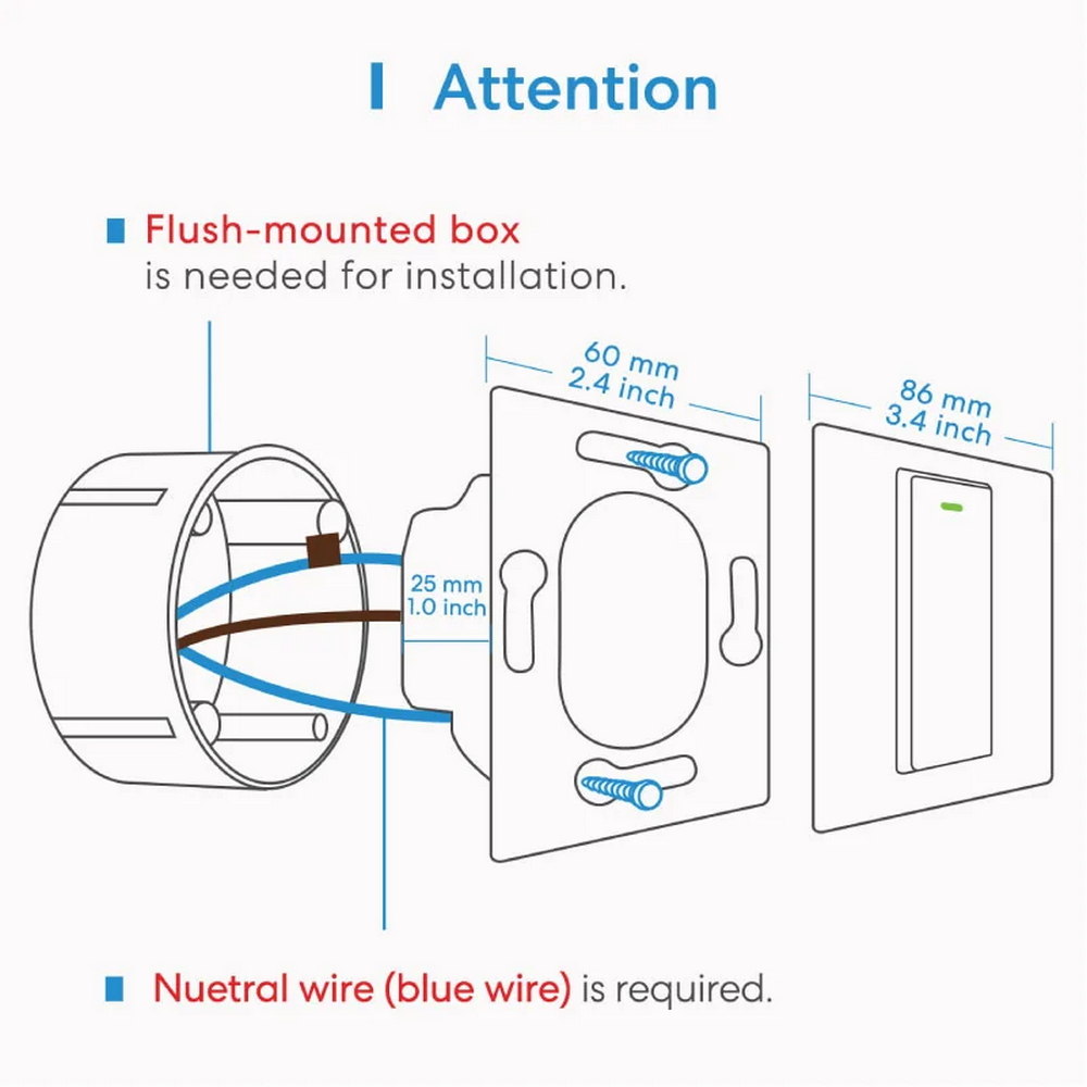 Meross MSS510HK Interruttore Smart 1 tasto da parete WiFi Homekit - Foto 2