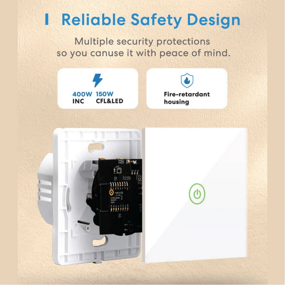 Meross MSS550HKT Interruttore touch Smart 2 tasti da parete WiFi Homekit - Foto 1