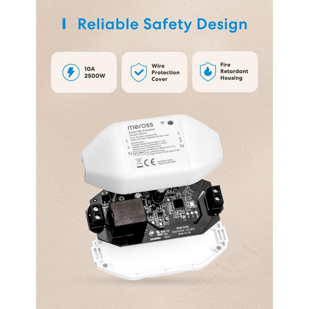 Meross MSS710HK Interruttore universale Smart AC 10A 220V WiFi Homekit - Foto 4
