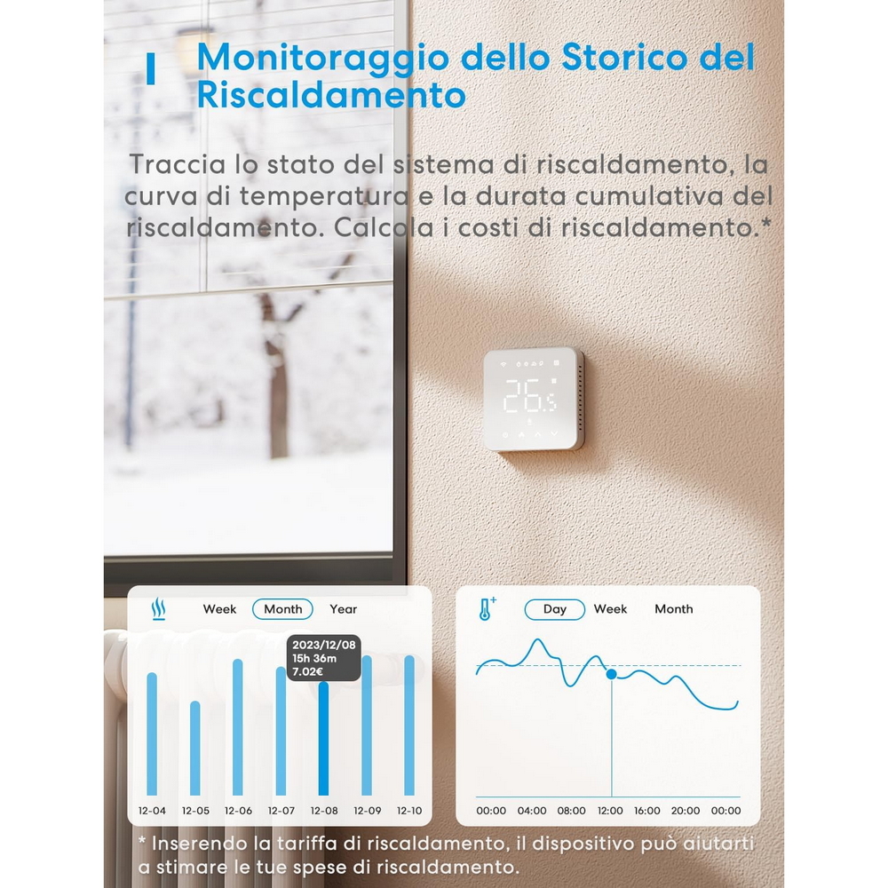 Meross MTS200BHK Termostato da parete Smart per riscaldamento ad acqua radiatori e pavimento WiFi Homekit - Foto 1