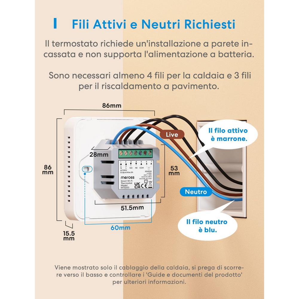 Meross MTS200BHK Termostato da parete Smart per riscaldamento ad acqua radiatori e pavimento WiFi Homekit - Foto 6