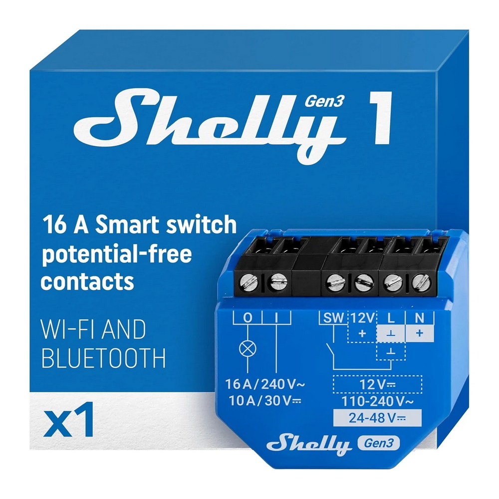 Shelly 1 Gen3 16A AC/DC Interruttore relè Smart 1 canale contatto pulito WiFi Bluetooth Matter - Foto 4
