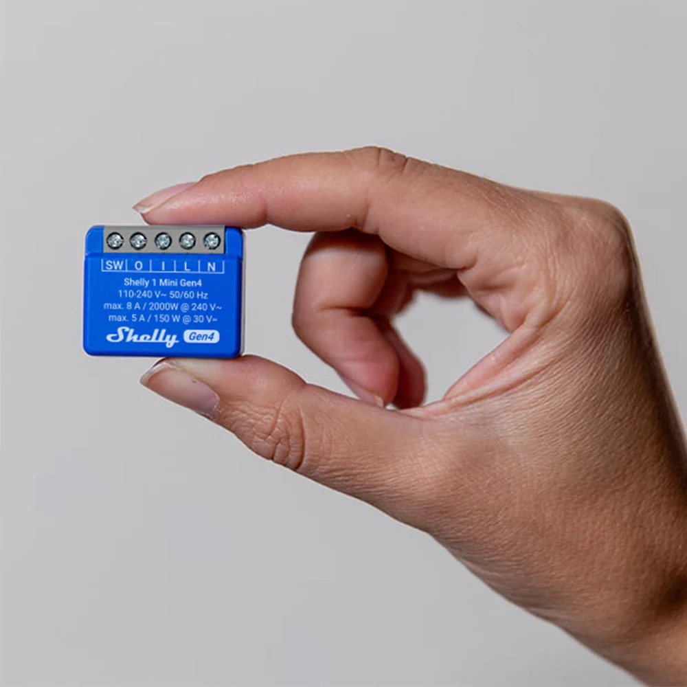 Shelly 1 Mini Gen4 8A AC/DC Interruttore relè Smart 1 canale contatto pulito WiFi Bluetooth Zigbee Matter Homekit - Foto 1