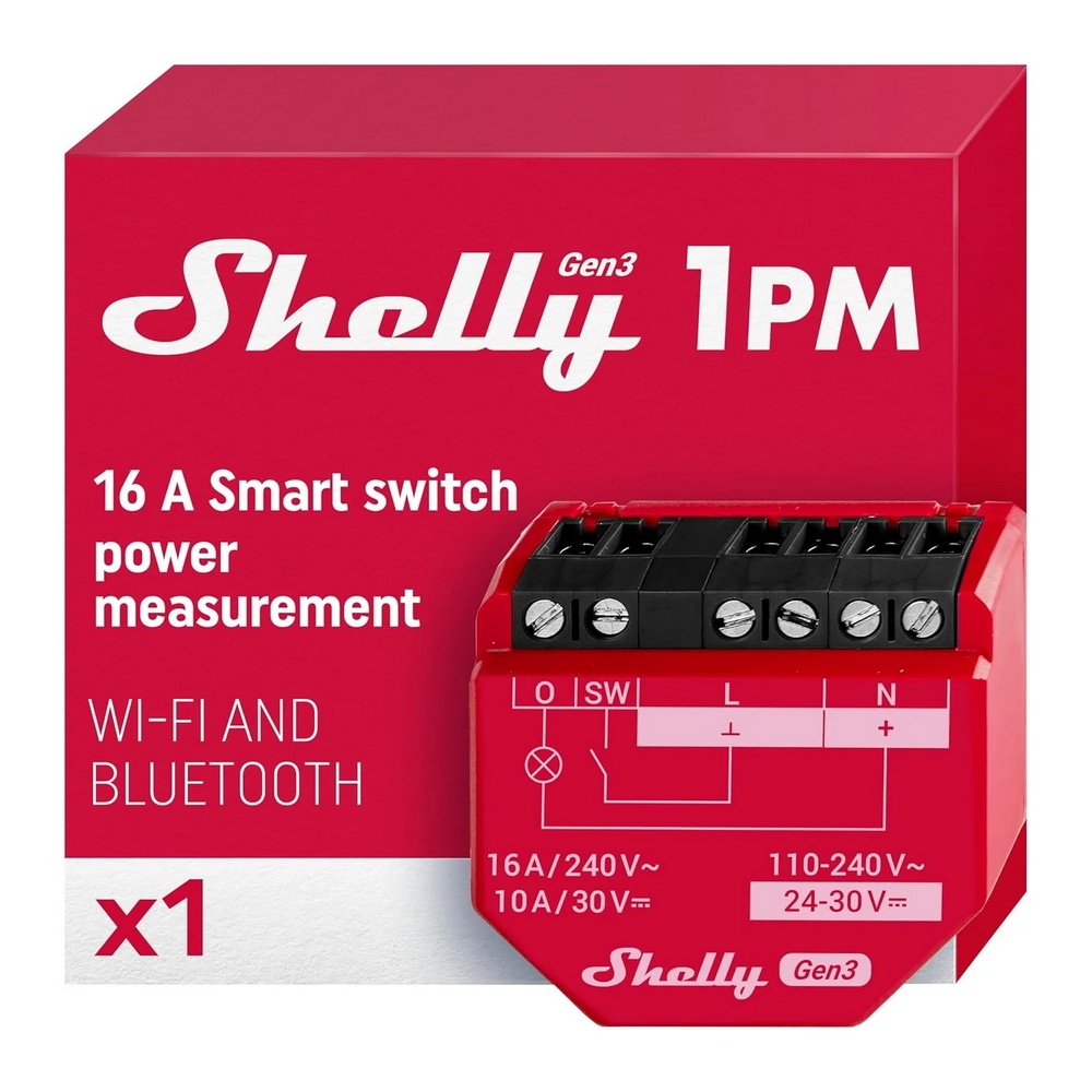 Shelly 1PM Gen3 16A AC/DC Interruttore relè Smart 1 canale monitoraggio consumi WiFi Bluetooth Matter - Foto 4